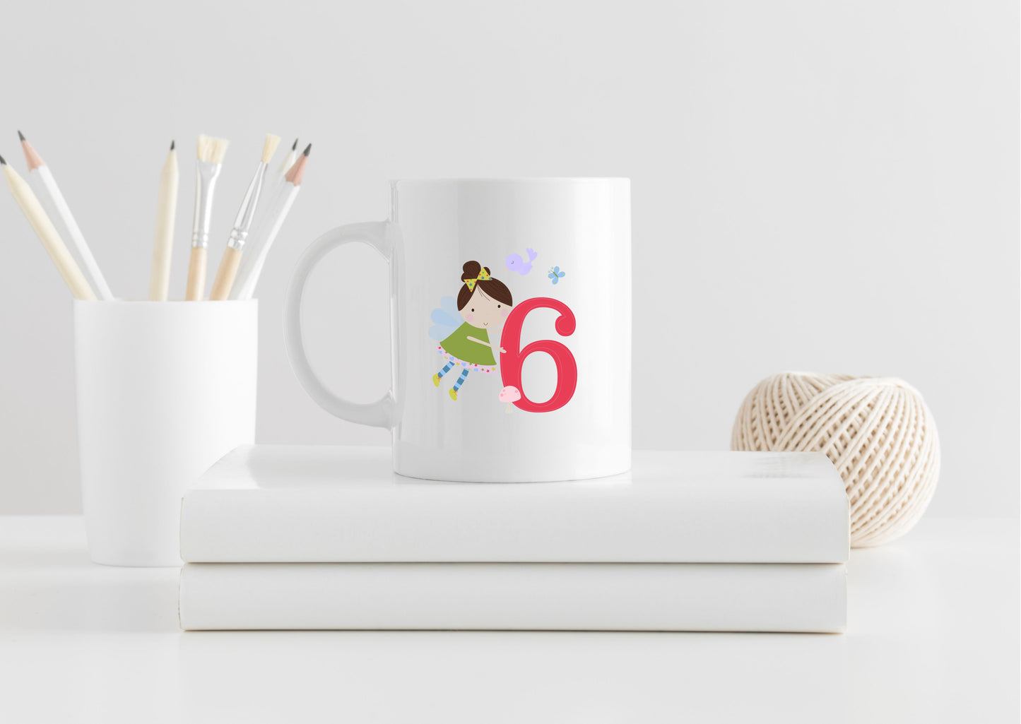 Personalised cute fairy birthday mug for girls age 3 to 10, birthday present for girls, fairy designed number mug, gift for her, special